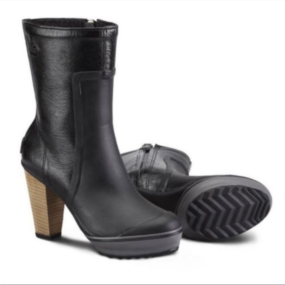 Sorel Medina Black Heeled Boots, Sz 8